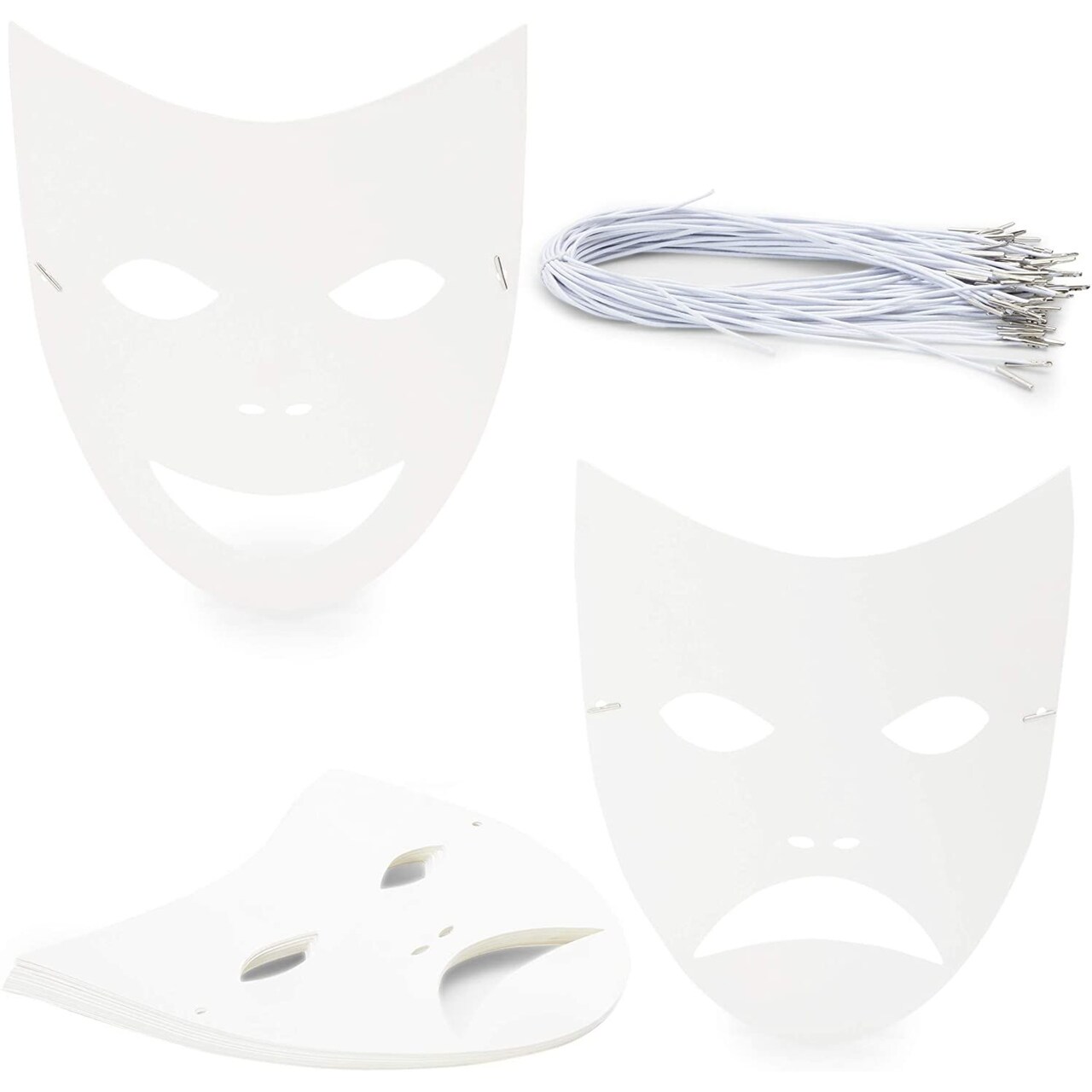 Blank DIY Masquerade Mask for Costume Party (48 Pack) White